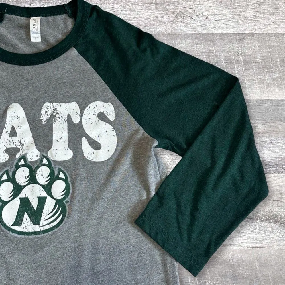 Northwest Missouri State Bearcats Raglan Shirt Womens S Grey Green 3/4 Sleeve - Image 6
