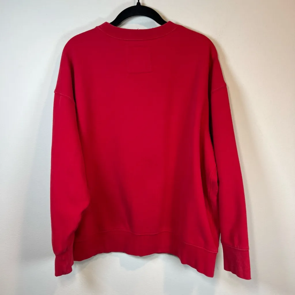 American Eagle Ski Team Crew Neck Sweatshirt Red Pullover Oversized Womens Large - Image 8