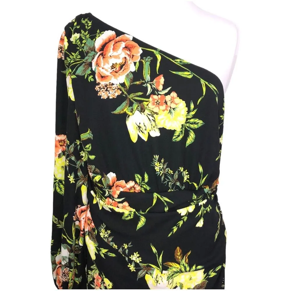 Rachel Rachel Roy One Shoulder Floral Dress Size 14 NWT Black - Image 3