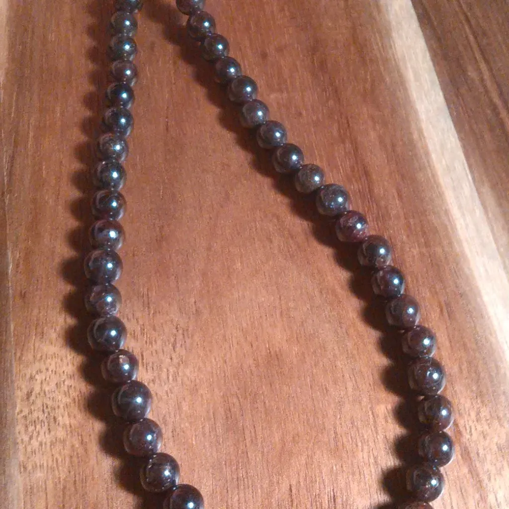 Mozambique Garnet Stainless Steel Beaded Necklace - Image 12