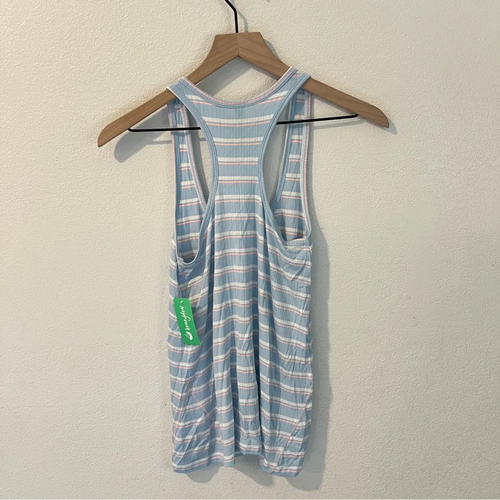 Honeydew Intimates Super Soft Ribbed Light Blue Striped Scoop Neck Tank‎ Top S - Image 2
