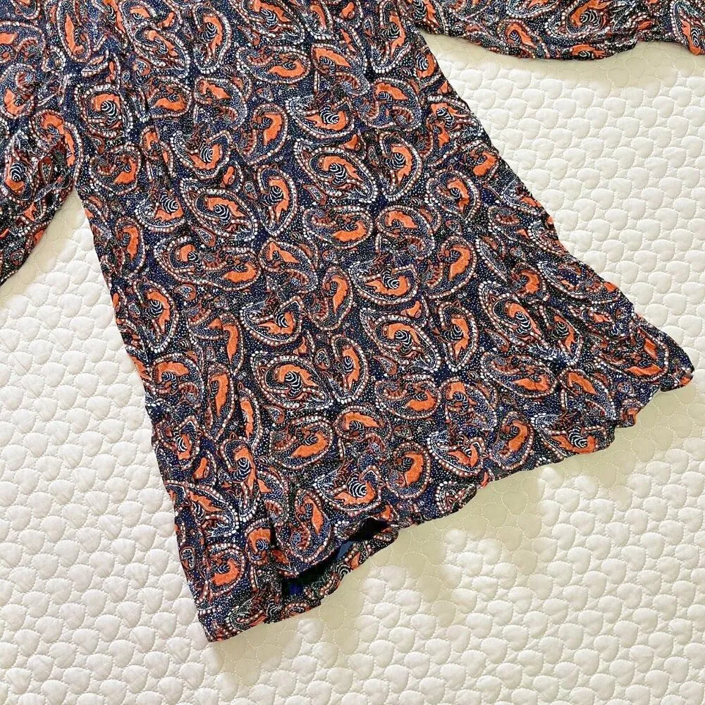 $420 NWOT ANTIK BATIK Otto Gathered Printed Crepe Mini Dress Crepe Autumn Size S Black - Image 6