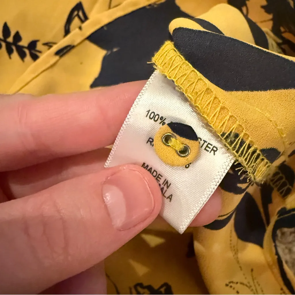 Stitchfix‎ 41 Hawthorne Felixa Yellow & Black Floral Long Sleeve Top Sz S - Image 5