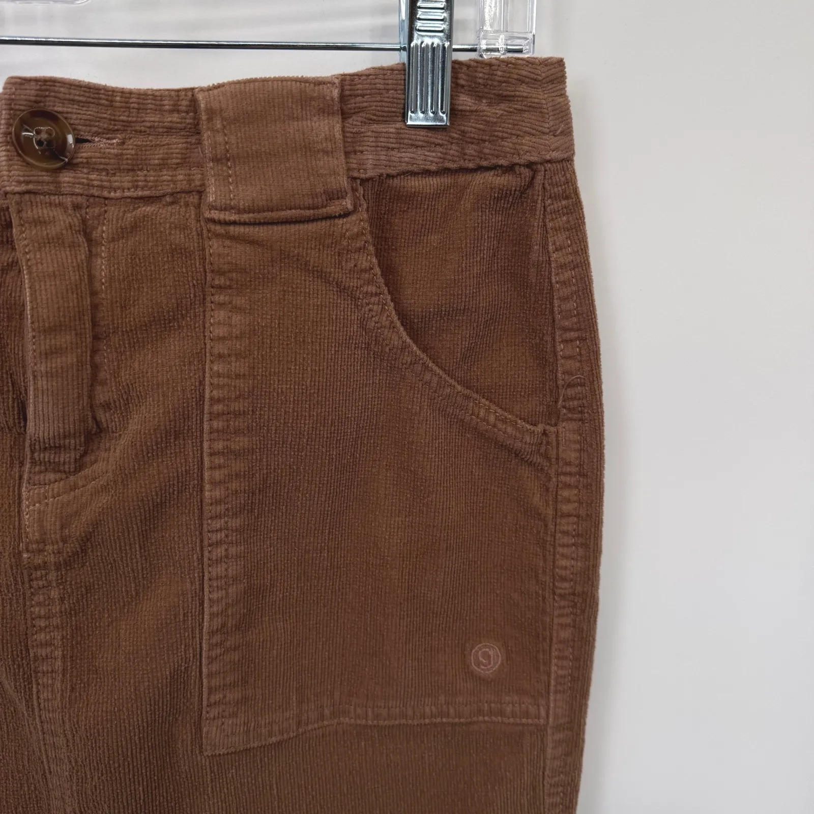 Y2K Gramicci Corduroy Cargo Mini Skirt Brown Utility Pockets Plaid Lined Size 4‎ - Image 3
