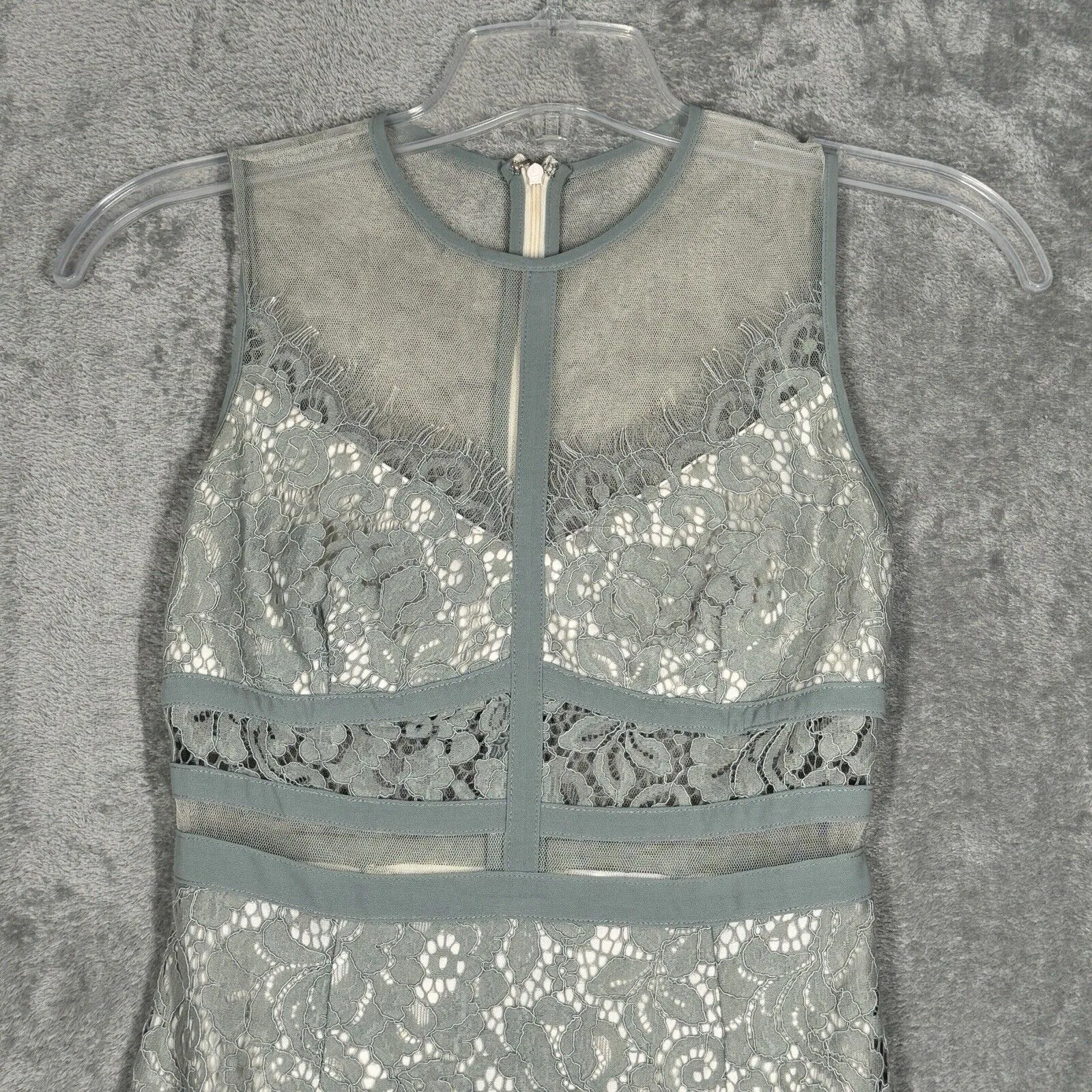 YaYa & Co Dress Women Small‎ Steel Blue Sheer Mesh Lace Feminine Boho Romantic - Image 4