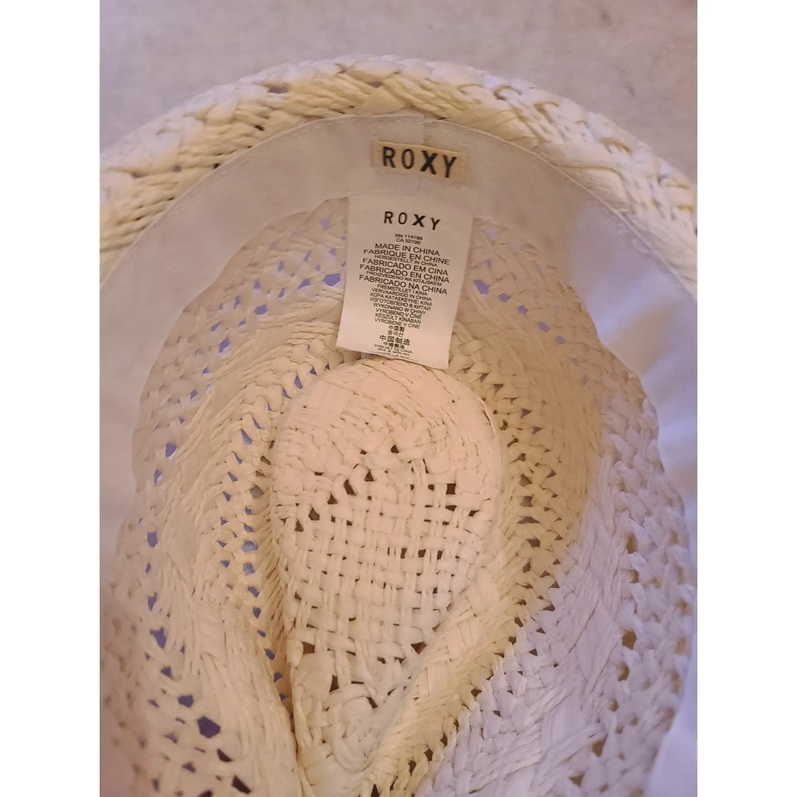 Roxy Straw Fedora Hat Woven Band with Logo Detail Summer Beach Sun - Image 2