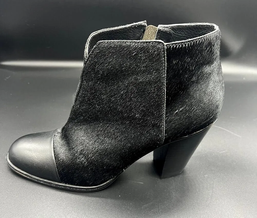 Anthropologie Klub Nico Pony Calf Hair Heeled Bootie Leather Western Black SZ 8 - Image 5