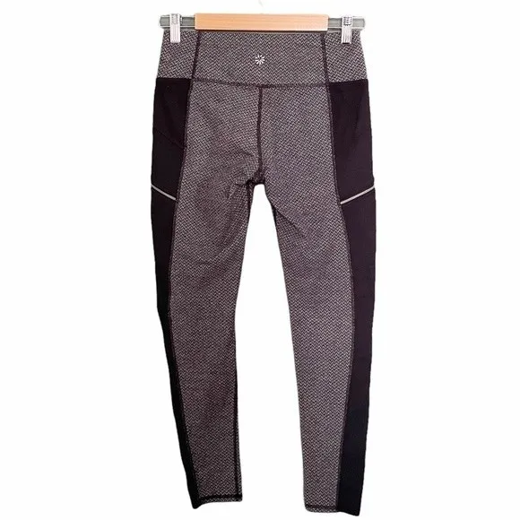 Athleta Leggings Drifter Moto Black & Gray Herringbone Pants Women’s Size Small - Image 2