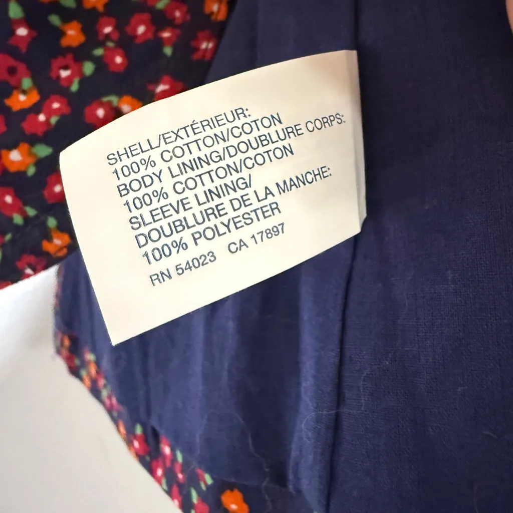 GAP Navy Blue Flower Print‎ Boyfriend Blazer Size 8 - Image 7