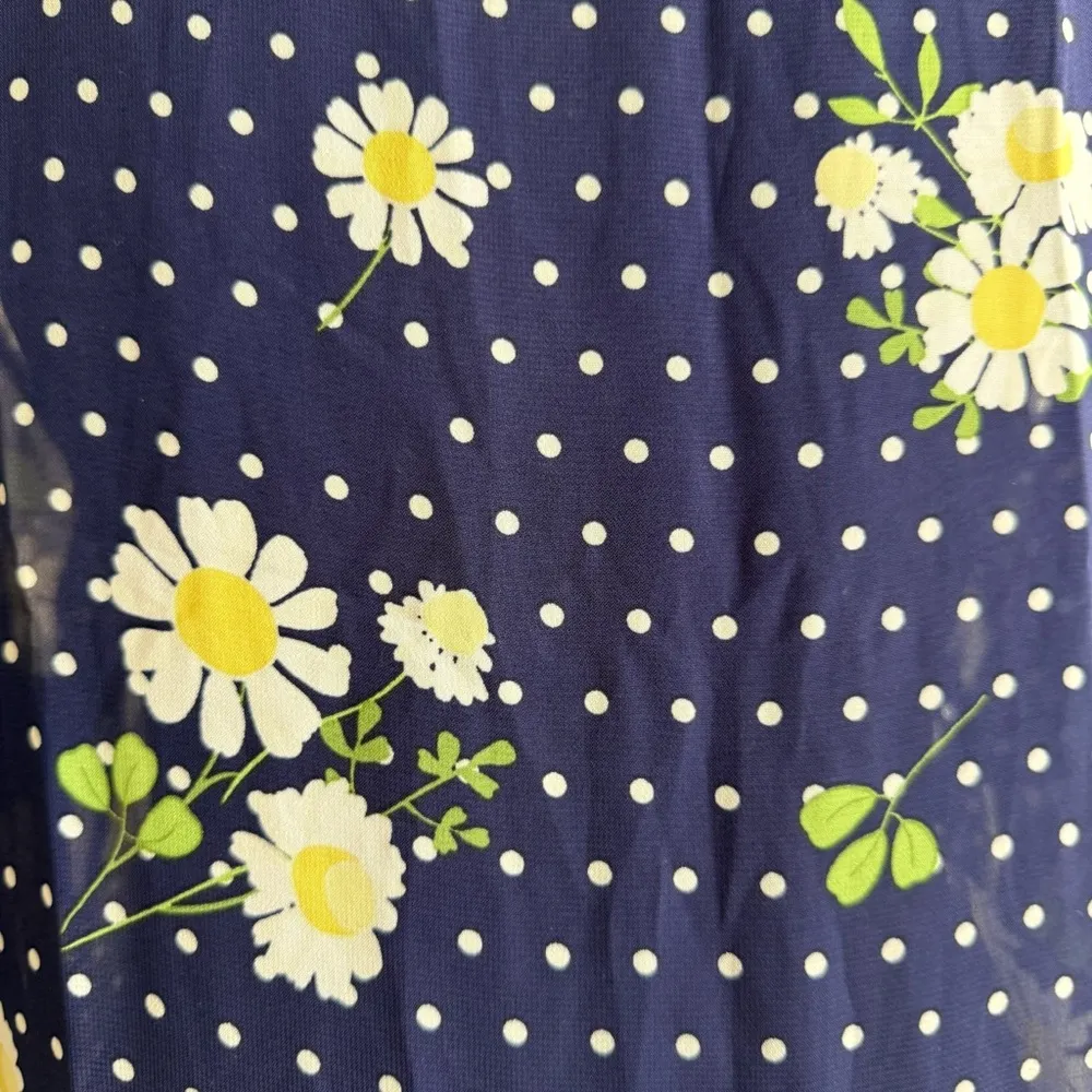 Boho Floral Kimono Festival Beach Long Cardigan Navy Daisy Polka Dot Oversized - Image 12