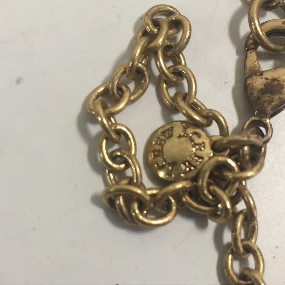 J Crew statement necklace gold tone blue glass floral 20" - Image 6