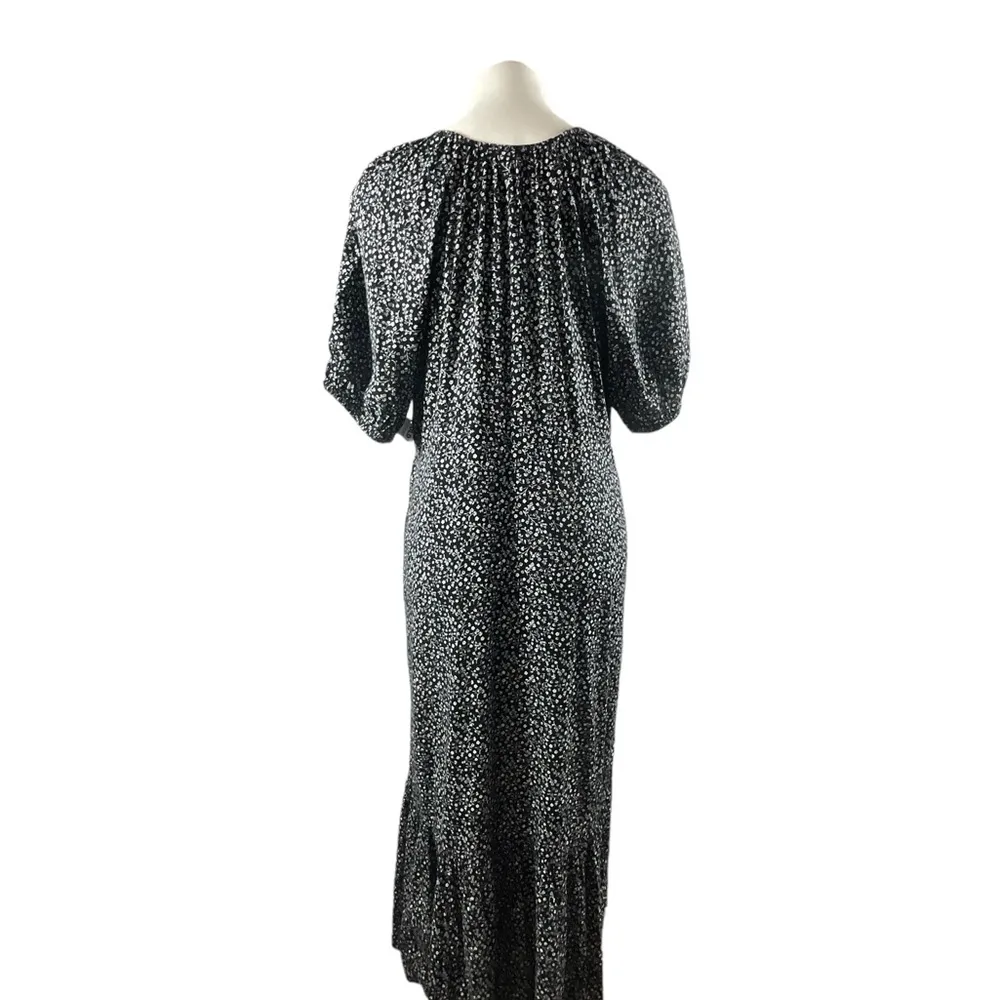 Old Navy Ditsy Floral Midi Puff Sleeve Prairie Dress in Black and White - Image 8