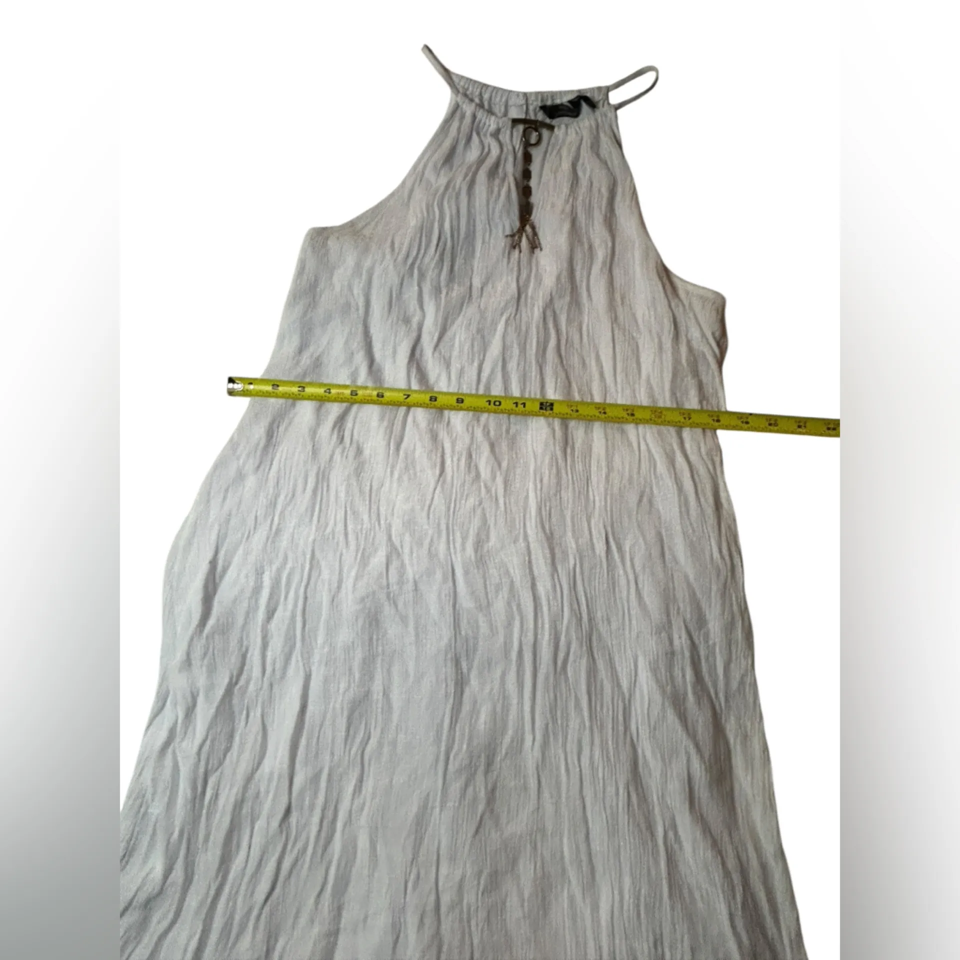 MLLE Gabrielle White Sleeveless High-Low Maxi Dress XL Halter Summer Resort Boho - Image 8