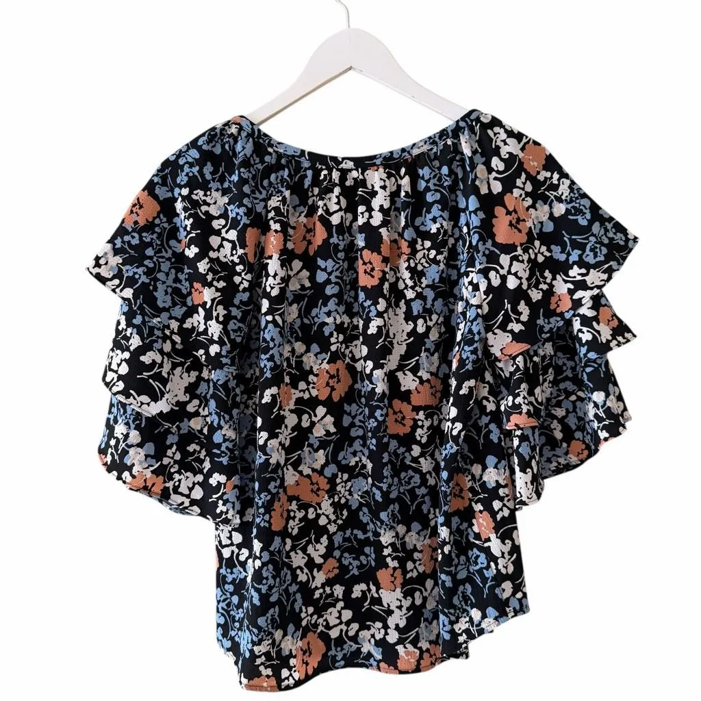 Charter Club floral-print ruffled-sleeve boat neckline pullover 3/4 sleeves mult - Image 5