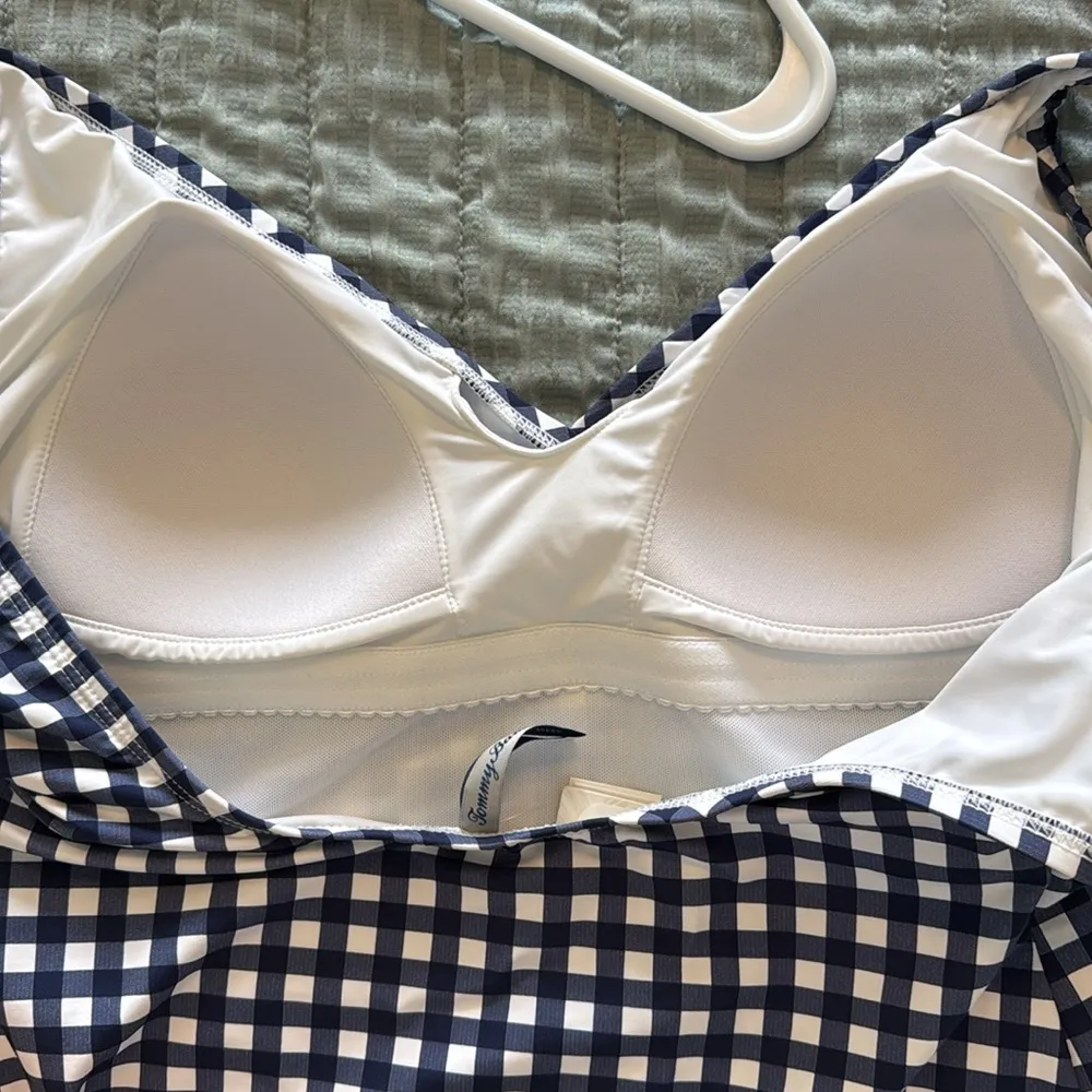 Tommy Bahama Navy and White Wrap One Piece Swimsuit with V-Neckline - Image 8