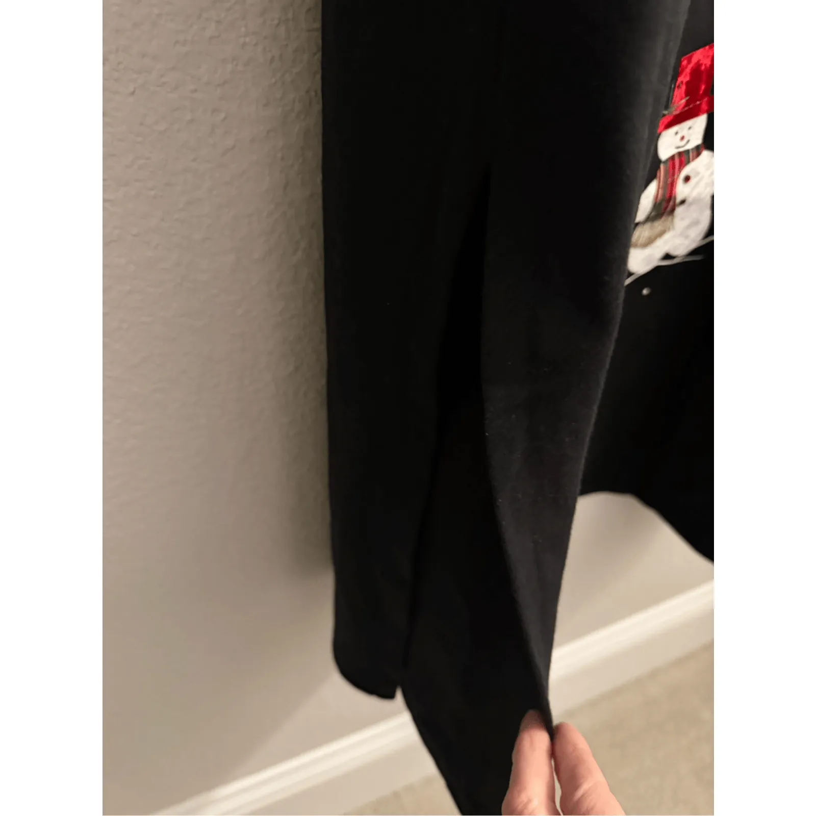 Vintage Karla Marie Applique Snowman Maxi Dress Black Slit Hem Size 2X - Image 12