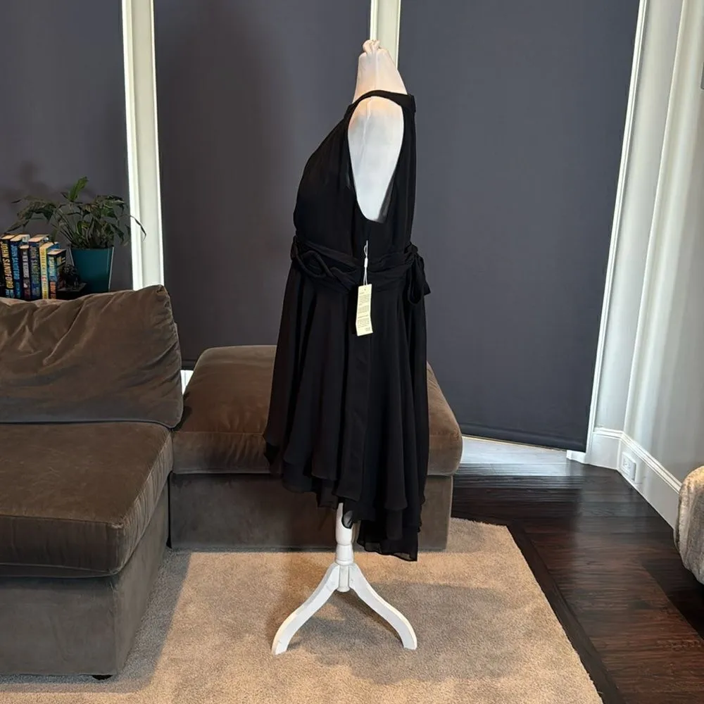 Women’s Black Chiffon Halter Neck Short Formal Party Dress Size 22 NWT - Image 6