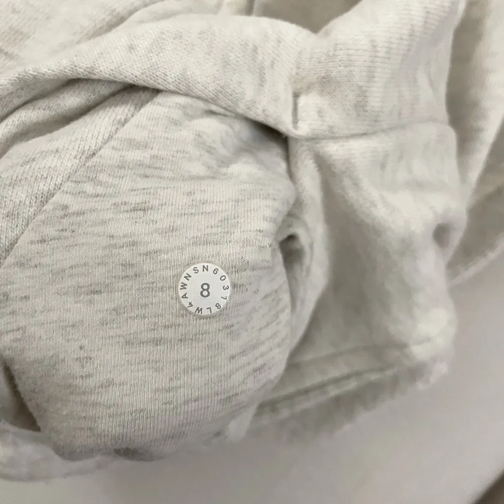 Lululemon Scuba Hoodie Light Cotton Fleece Full Zip Jacket Heather Ivory Size 8 - Image 11