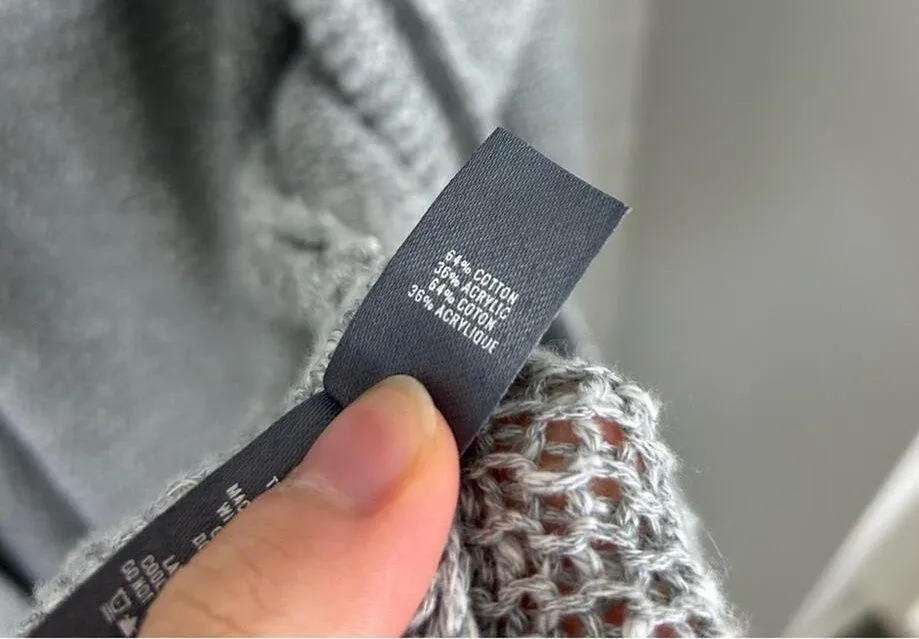 Aerie Grey Chunky Open Knit Oversized Cardigan Sweater Size XS/S - Image 7