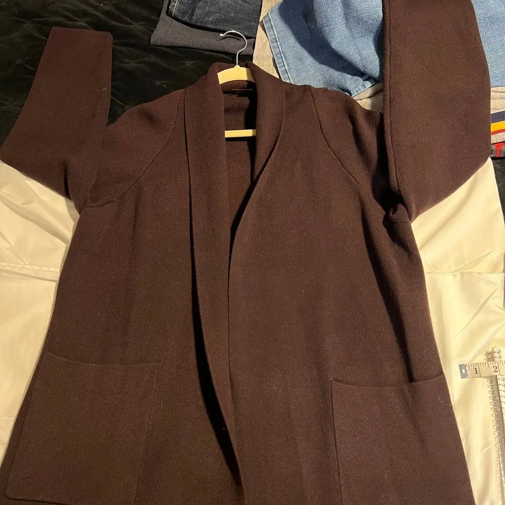 Truth by Republic Womens M Brown Cardigan Coat Shawl Collar Pockets Duster
Heavy Size M - Image 6