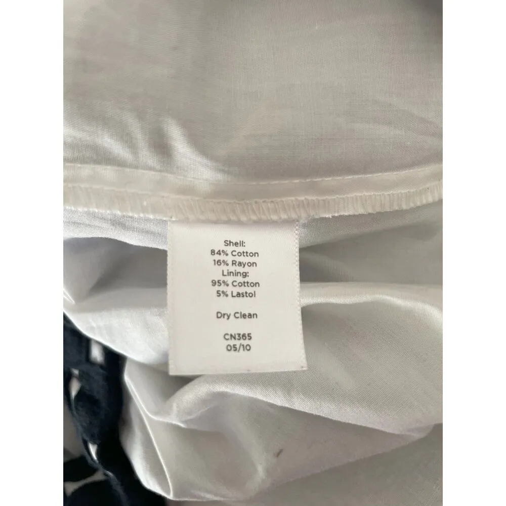 TALBOTS Women Thick Cotton Rayon Pencil Skirt Geo Sz 2P Dark Navy & White Preppy - Image 5