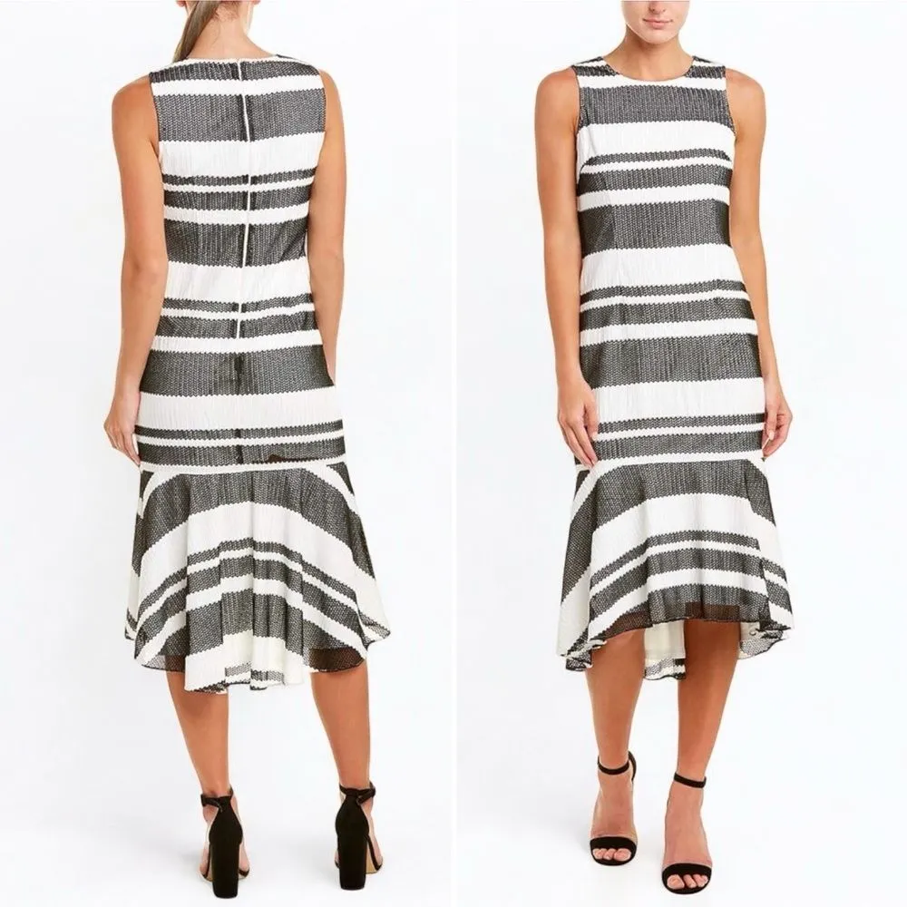 NWT Adrianna Papell Kang Kang Striped Trumpet Midi Dress Black & White Size 14 - Image 15