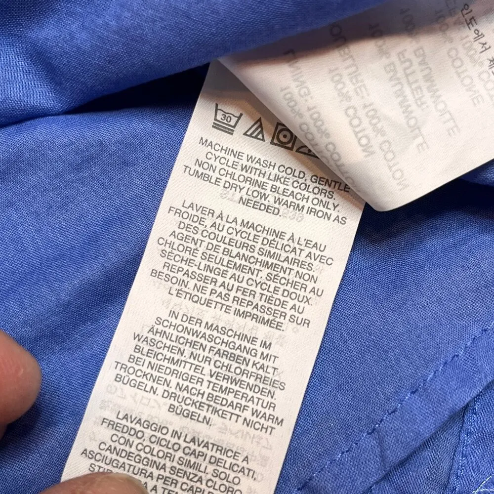 J CREW Dress  Periwinkle Blue Cotton V-neck Sleeveless Pleated Chevron SZ 4 - Image 14