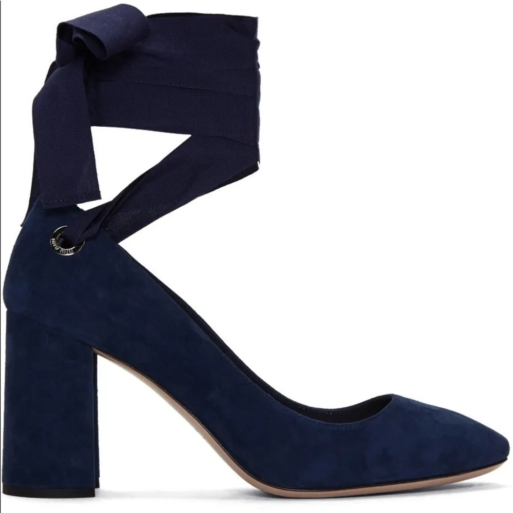 Miu Miu Suede Pump Block Heel Size 36 Bridal - Image 5