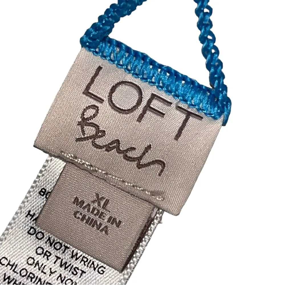 Ann Taylor Loft Beach Reversible Beach Palm & Ocean Blue Bikini Top - Image 9