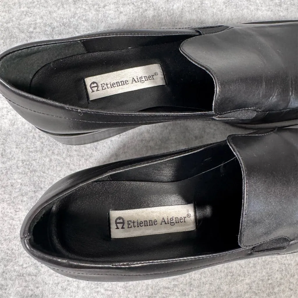 Etienne Aigner Women's Black Y2K Leather Loafers Size 9.5 Casual Flats - Image 5