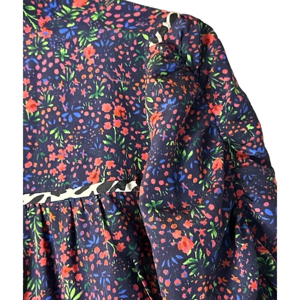 Nanette Lepore Ditsy Daze Top in Blue 4 Womens Silk Floral Blouse - Image 8