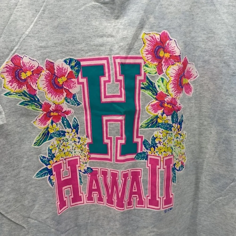 Vintage 80s Hawaii bright pink grey cropped T - Image 2