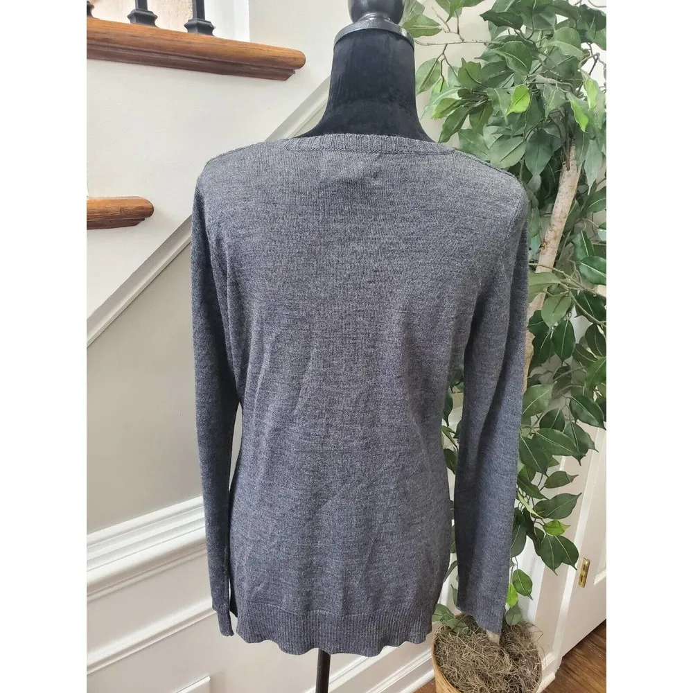 Susan Bristol Women's Gray Wool & Acrylic Long Sleeve Knit Sweater Size Medium - Image 7