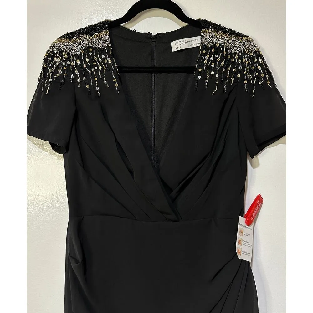 Ieena Mac Duggal Sequined Embellished Shoulder Evening Gown Size 8 NWOT #55704 Black - Image 4