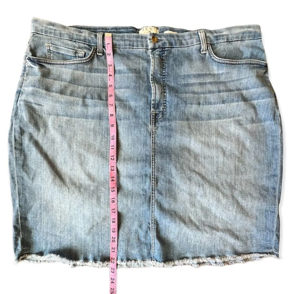 8FAM JEN7 Denim Frayed Hem Pencil Skirt - Image 6