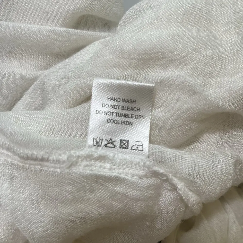 Lovers + Friends Dress Boho Baby Doll White Floral Embroidered Boho Drop Waist S - Image 9