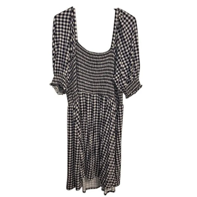 Draper James Gingham Dress Smocked Mini‎ Square Neck Short Sleeve Casual Size 2X - Image 4