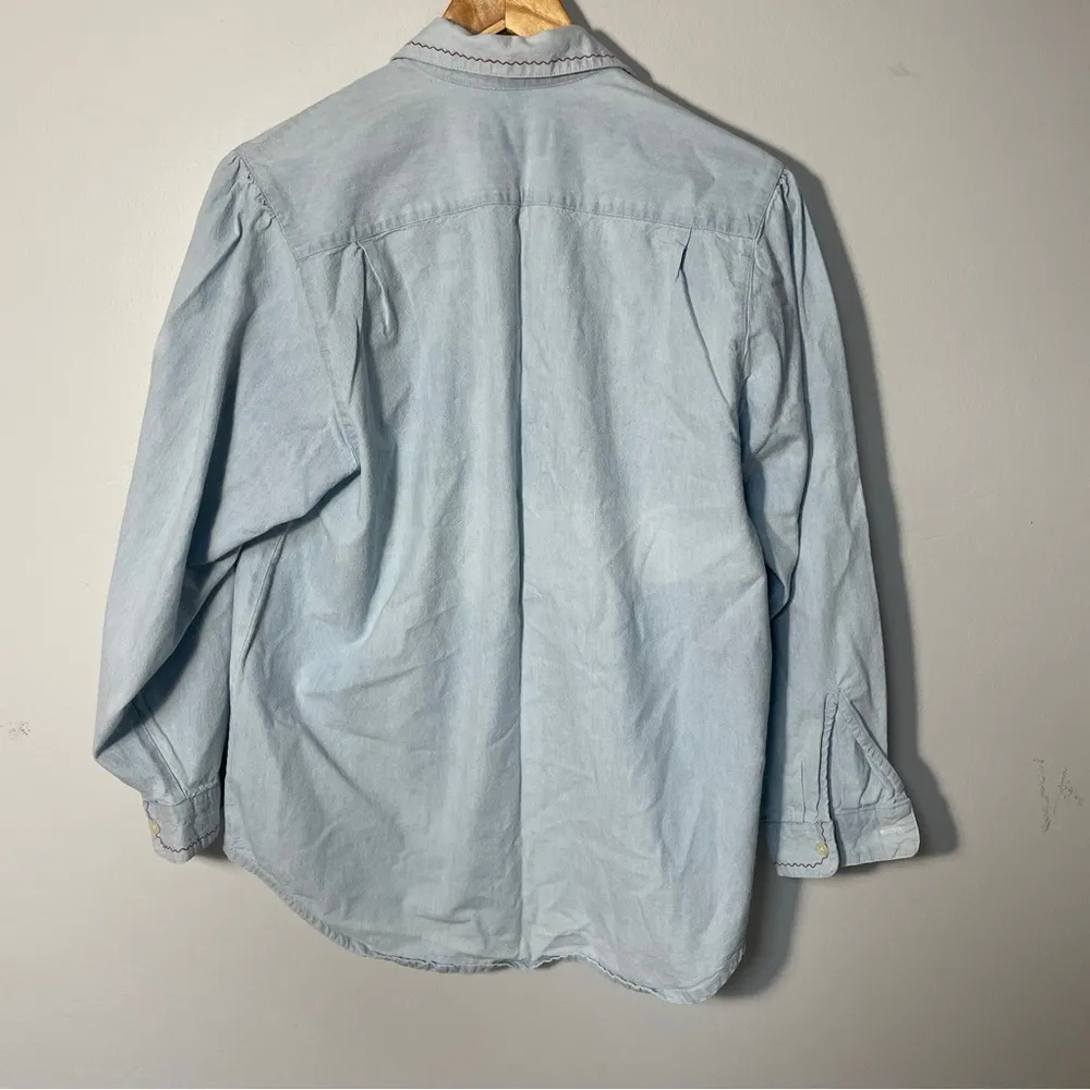 Ruff Hewn Embroidered Long Sleeve Denim‎ Button Up women’s size small - Image 5