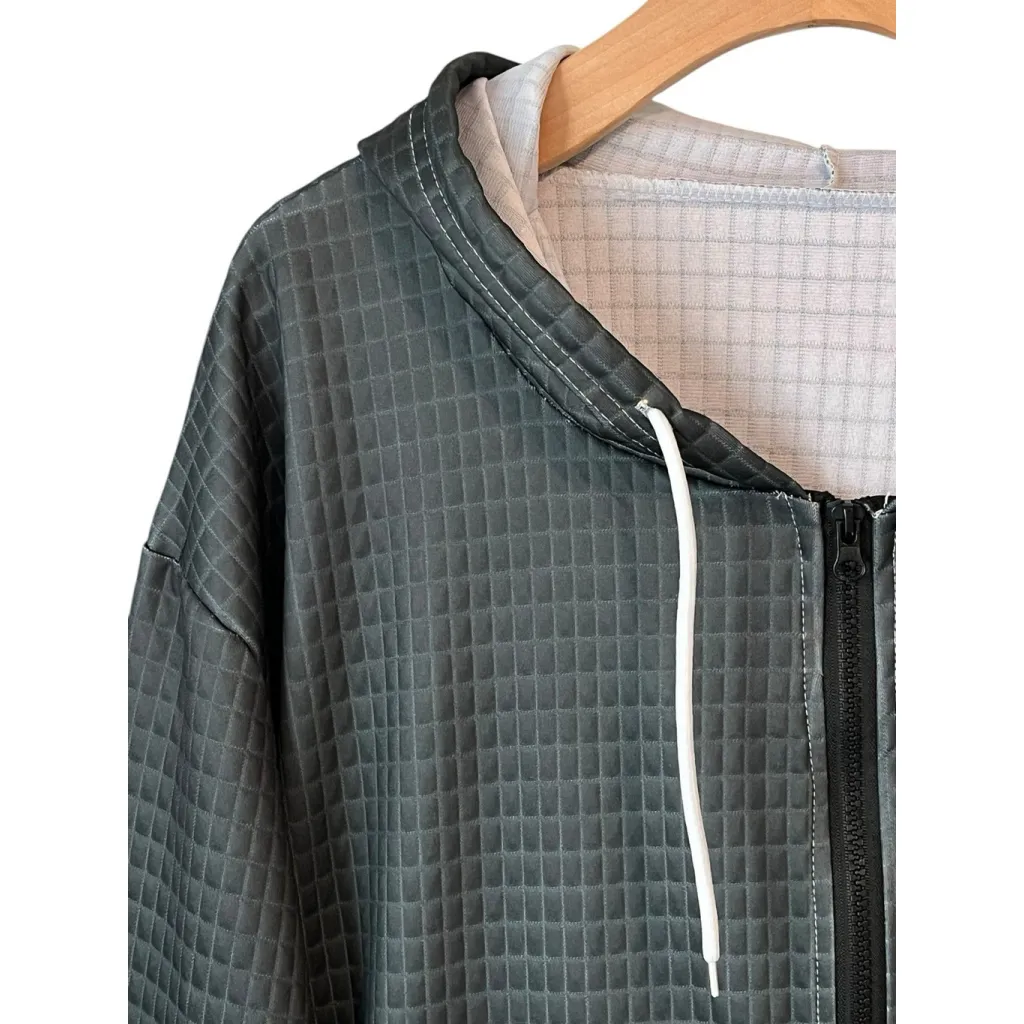 Fujian Ganzhou Oversized Hoodie Womens XL Green Full Zip Waffle Be Real Logo - Image 2