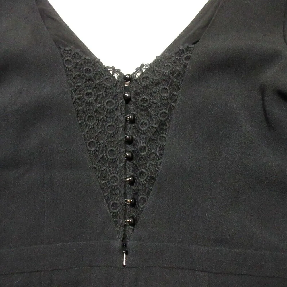 NWT Sezane Cecilia Jumpsuit in Noir Black Crepe V-neck One-Piece 38 / US 6 - Image 12