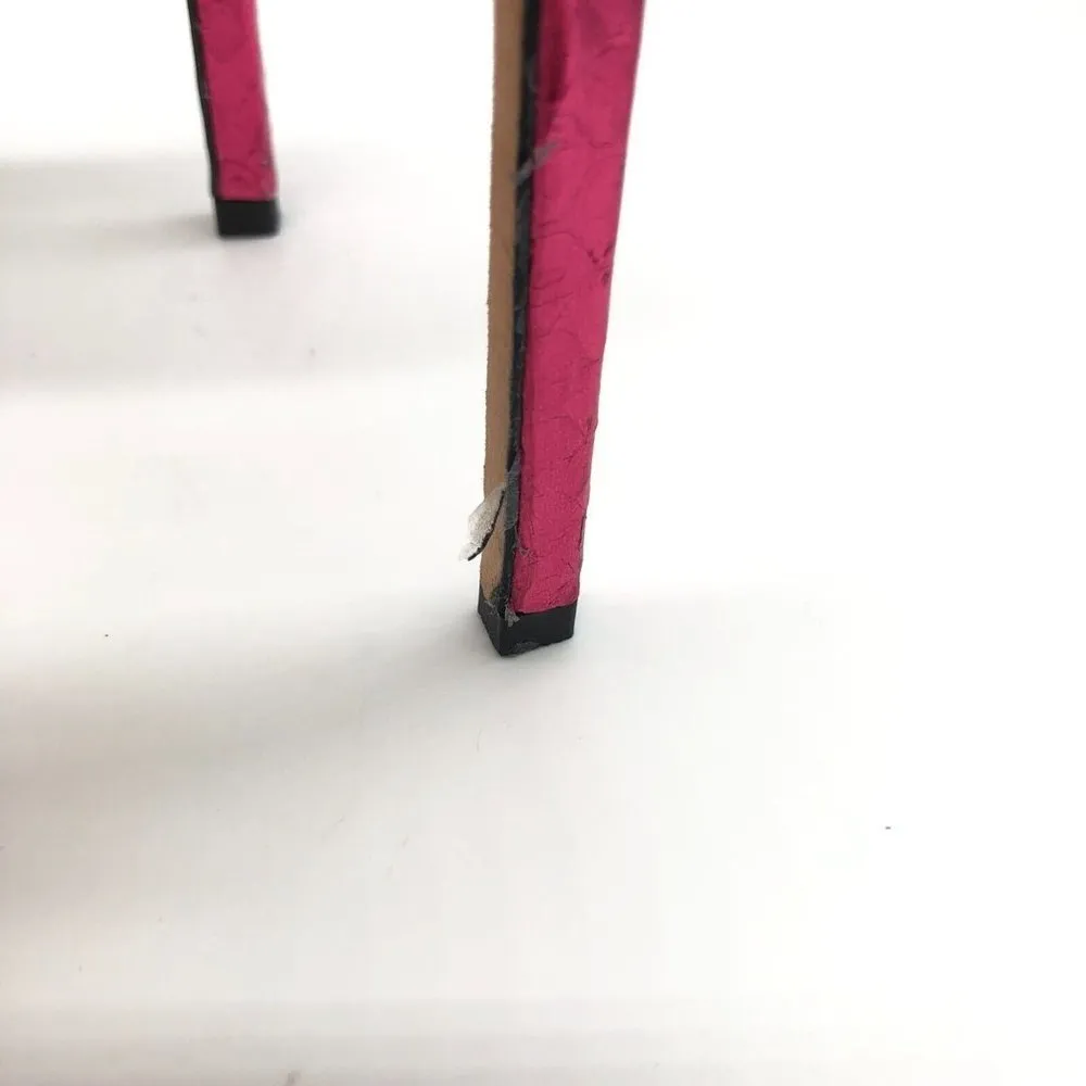 Paige Vera Genuine Snakeskin Strappy Heels Square Toe Pink Metallic 9 - Image 4