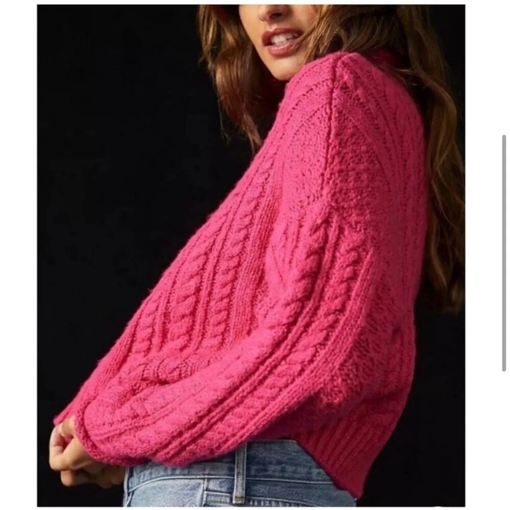 Anthropologie Pilcro Mock Neck Cable Knit Sweaterater Size Large - Image 2