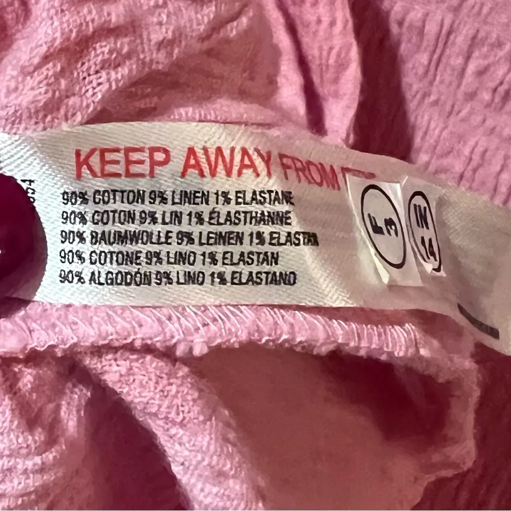 Free People Palina Long Sleeve Smocked‎ Bow Details Mini Dress Rose Pink Size XS - Image 13