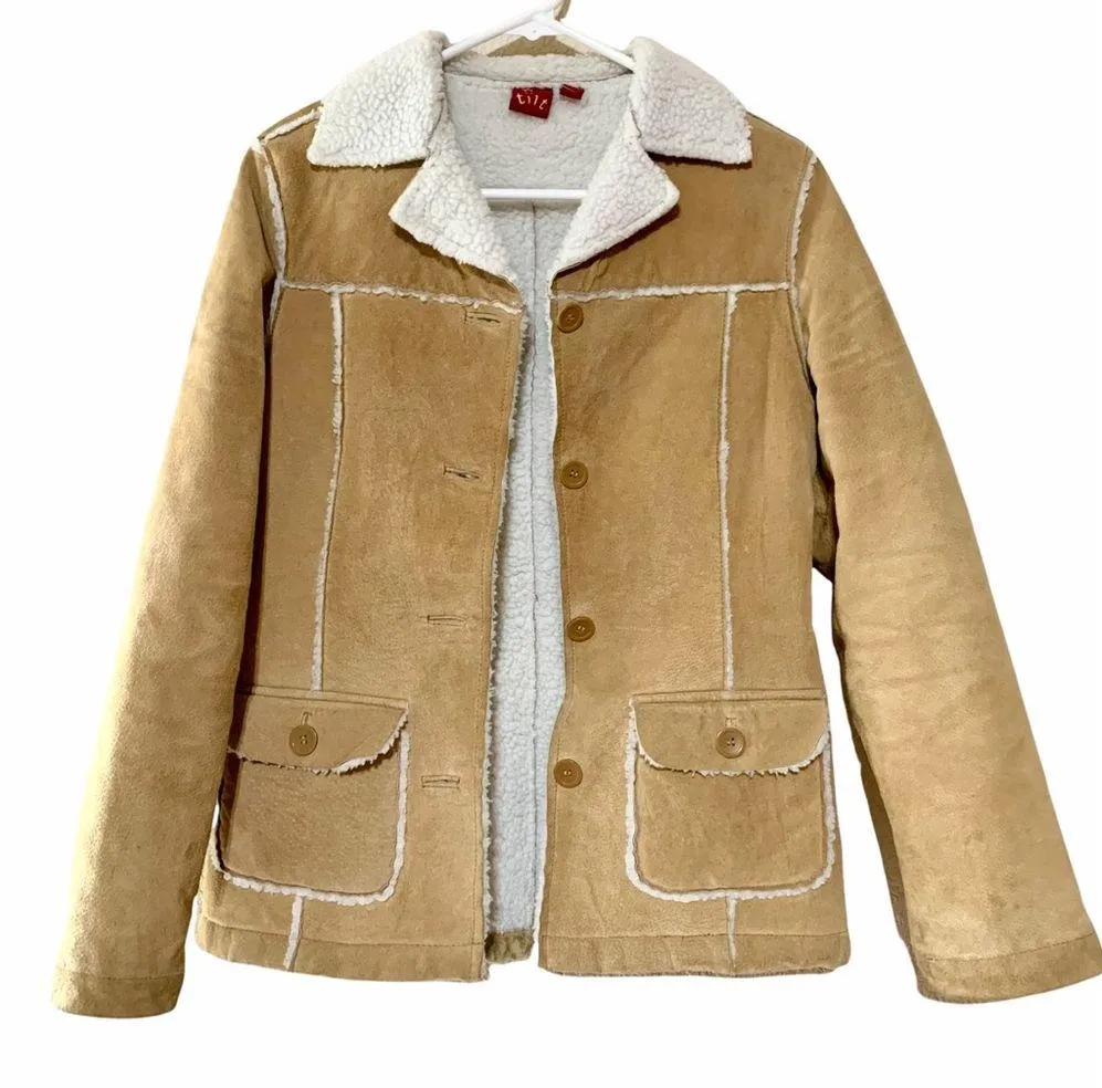 TILT Leather and Faux Shearling Sherpa Coat - Image 7