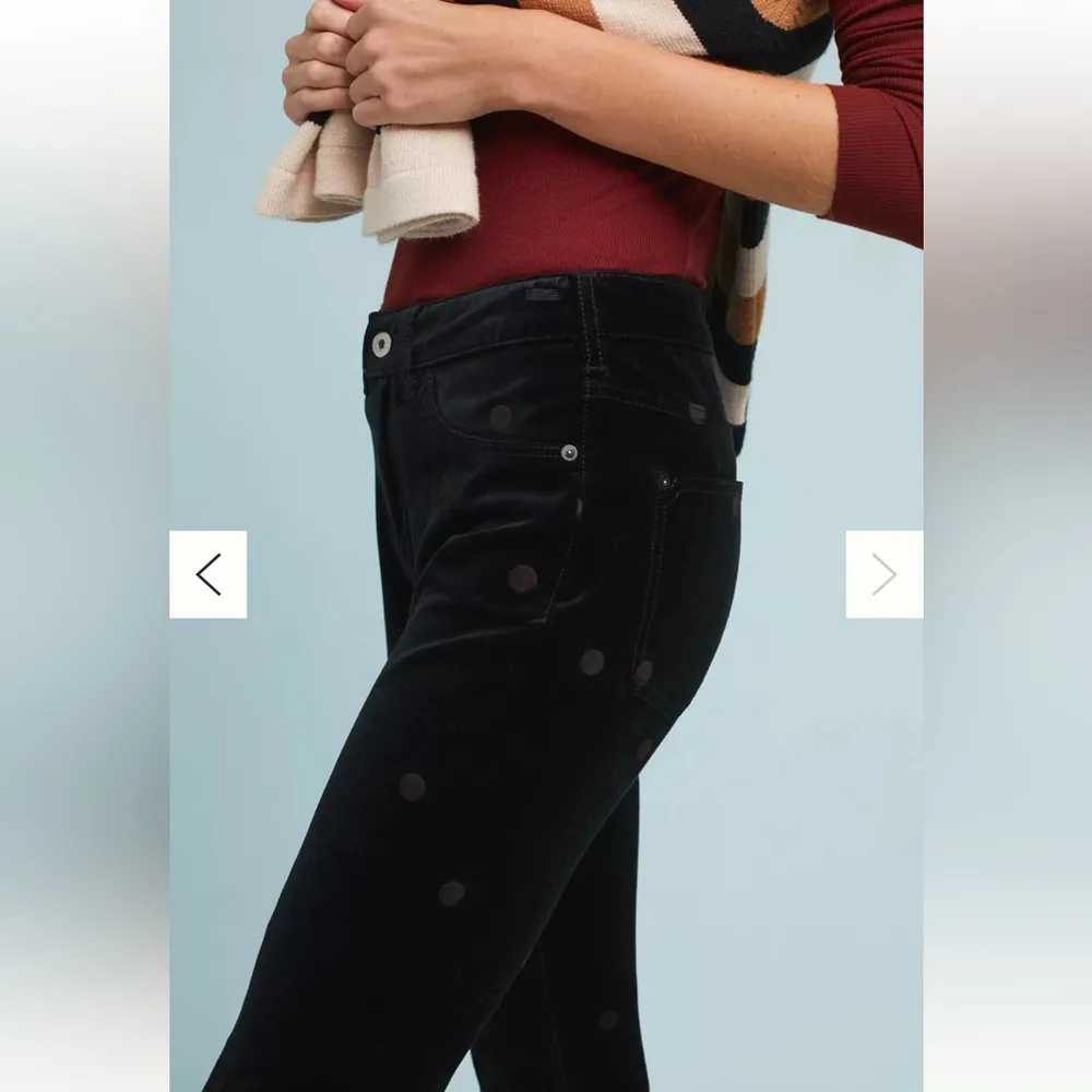 Pilcro  Mid-Rise velvet Embroidered Skinny Ankle Jeans 31 - Image 15