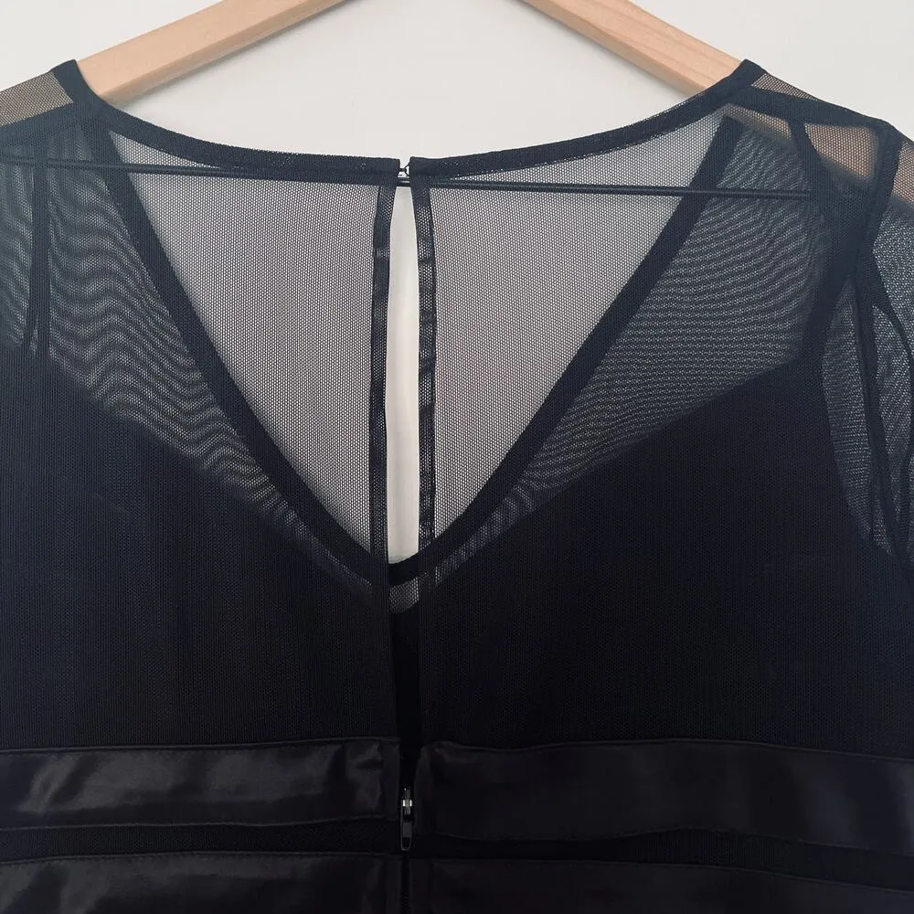 Vintage Dressbarn Women's Black Ribbed 90s Goth V-neck Corset Style Blouse sz 10 - Image 10