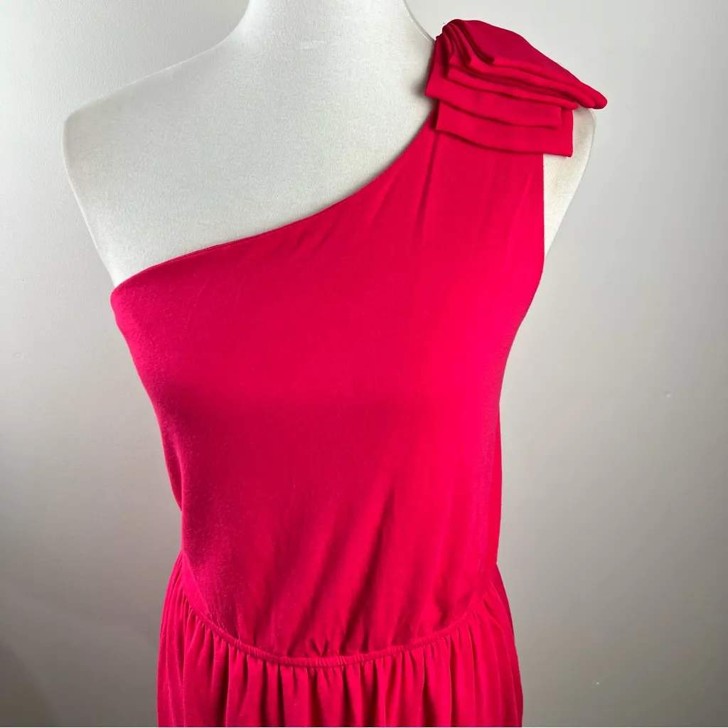 Express One Shoulder Hot Pink Dress Medium Bow‎ Accent Party Cocktail Dress - Image 10