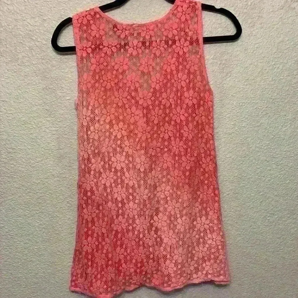 Raya Sun pink Ombre crochet lace top sz M beachy resortwear summer sheer festiva - Image 6