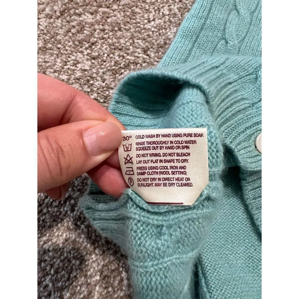 Isle of Skye Women Scotland Made Pure Cashmere Blue cardigan sweater fit sz S - Image 9