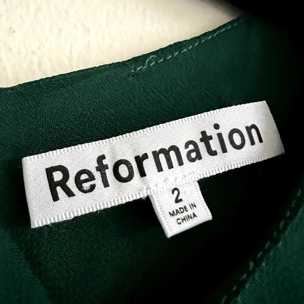 Reformation Dress Ledger Maxi Chiffon High Neck in Sycamore Green size 2 UB - Image 7